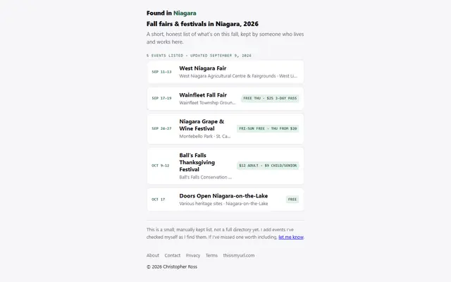 Screenshot of foundinniagara.com